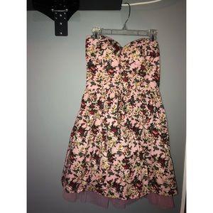 Strapless Floral Dress